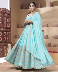 Turquoise Color 9mm Sequins Embroidered Lehenga Choli