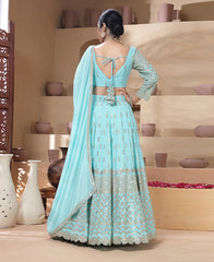 Turquoise Color 9mm Sequins Embroidered Lehenga Choli