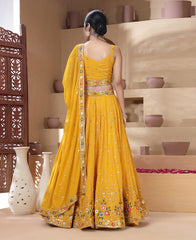 Yellow Color Sequins and Multi Thread Work Lehenga Choli