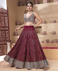 Maroon Color Georgette Sequins Work Lehenga Choli