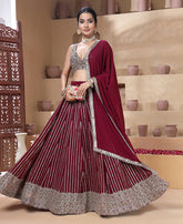 Maroon Color Georgette Sequins Work Lehenga Choli
