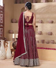 Maroon Color Georgette Sequins Work Lehenga Choli