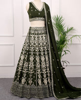 Green Vichitra Silk Lehenga Choli with Zari & Sequins