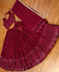 RE - Purple Colored Faux Georgette Party Wear Lehenga Choli