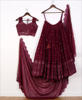 RE - Purple Colored Faux Georgette Party Wear Lehenga Choli