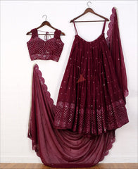 RE - Purple Colored Faux Georgette Party Wear Lehenga Choli