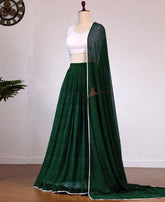 Bottle Green Colored Lehriya Print Georgette Lehenga Choli