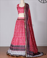 Party Wear Silk Printed Pink Colored Lehenga Choli