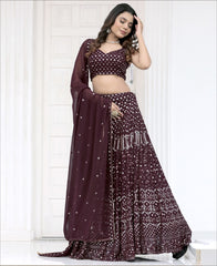 Sequence Work Party Wear Designer Brown Color Lehenga choli