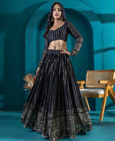 Black Color Georgette Sequins Work Lehenga Choli