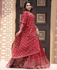 Red Color Georgette Sequence Work Lehenga choli