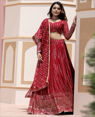 Red Color Georgette Sequence Work Lehenga choli