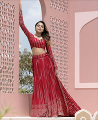 Red Color Georgette Sequence Work Lehenga choli