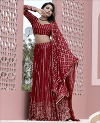 Red Color Georgette Sequence Work Lehenga choli