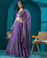 Dusty Purple Georgette Sequins Work Lehenga Choli