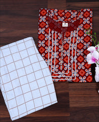 Gota Patti Maroon Block Print Kurti Set