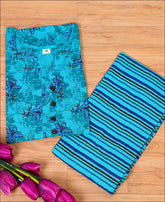 Sky Blue Block Print Jaipuri Kurti Set