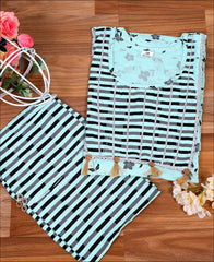 Cotton Gota Patti Sky Blue Kurti Set