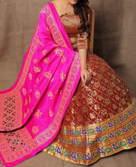 VF - Evergreen Jacquard Silk Maroon Lehenga Choli