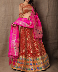 VF - Evergreen Jacquard Silk Maroon Lehenga Choli