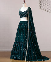Bottle green designer ruffle Lehenga Choli