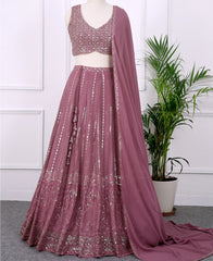Trendy Pink Lehenga Choli with Shimmering Sequins Work