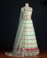 Pista Colored Georgette Party Wear Lehenga Choli
