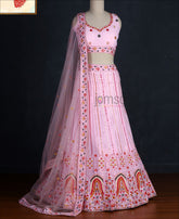 Party Wear Pink Colored Designer Lehenga Choli