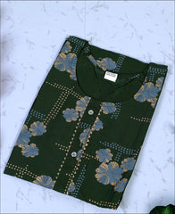 Green Rayon Block Print Kurti