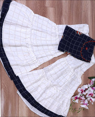 Rayon Block print with zardoshi work Navy blue Kurti Set