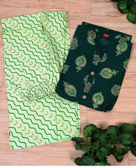 Dark Green Rayon block print Kurti Set