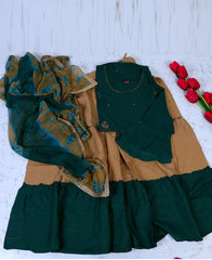 Bottle Green Rayon zardoshi work Kurti Set