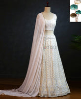 White Partywear Embroidered Work Georgette Lehenga Choli