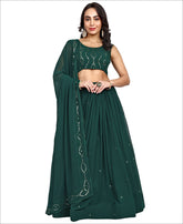 Green Color Georgette Sequence Work Lehenga Choli