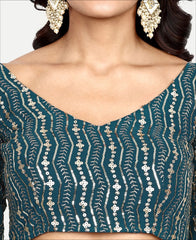 Deep Sea Blue Coloured Georgette Lehenga Choli