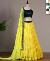 Yellow Georgette Frill Lehenga Choli