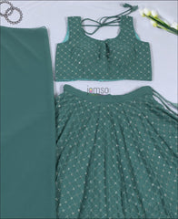 Teal Green Colored Georgette Party Wear Lehenga Choli