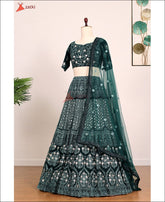 Green Sequence Emroidery Work Lehenga Choli