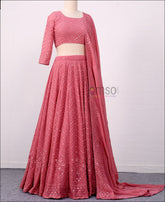 Pink Color Georgette Party Wear Lehenga Choli