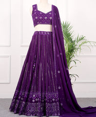 Elegant Blue Sequins-Embellished Georgette Lehenga Choli