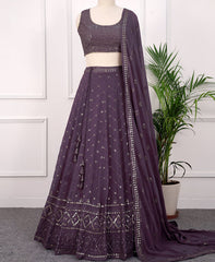 Dusty Purple Georgette Lehenga Choli with Sequins Detailing