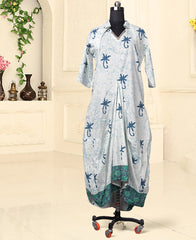 RE - Glamorous White cotton printed stitched kurti