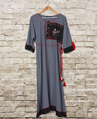 RE - Smashing Grey slub rayon embellish stitch kurti