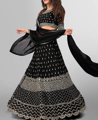 Party Wear Black Georgette sequence embroidered lehenga choli