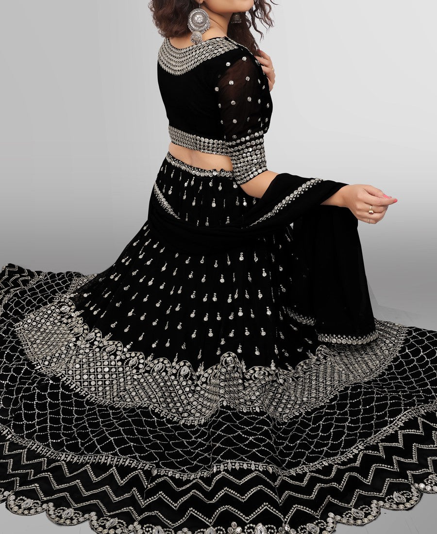 Party Wear Black Georgette sequence embroidered lehenga choli