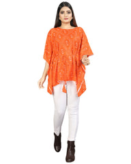 Bandhani Print Orange cotton Kaftan dress