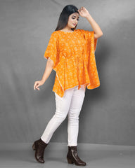 Bandhani Print Yellow cotton Kaftan dress