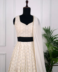 White Color Georgette Outfit with Dazzling Sequin Work