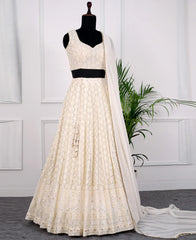 White Color Georgette Outfit with Dazzling Sequin Work
