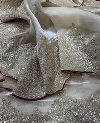Designer Jimmy Choo Saree with Heavy Sequins Work & Stitched Blouse